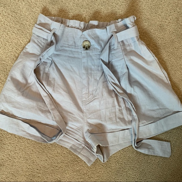 Blue Paperbag Waist Shorts - Picture 6 of 14